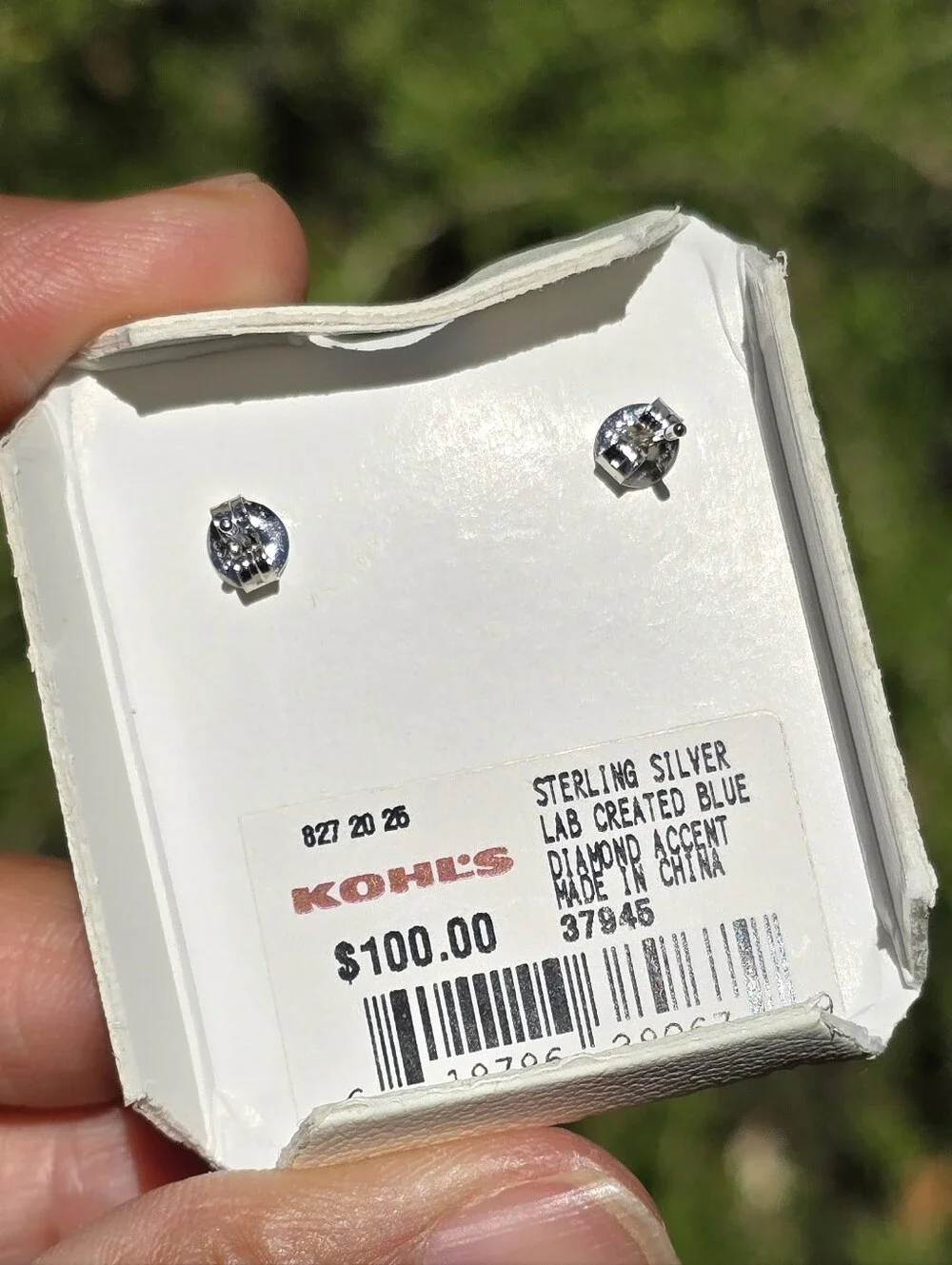 NWT sterling silver 925 blue diamond clover diamond accent December studs earrin